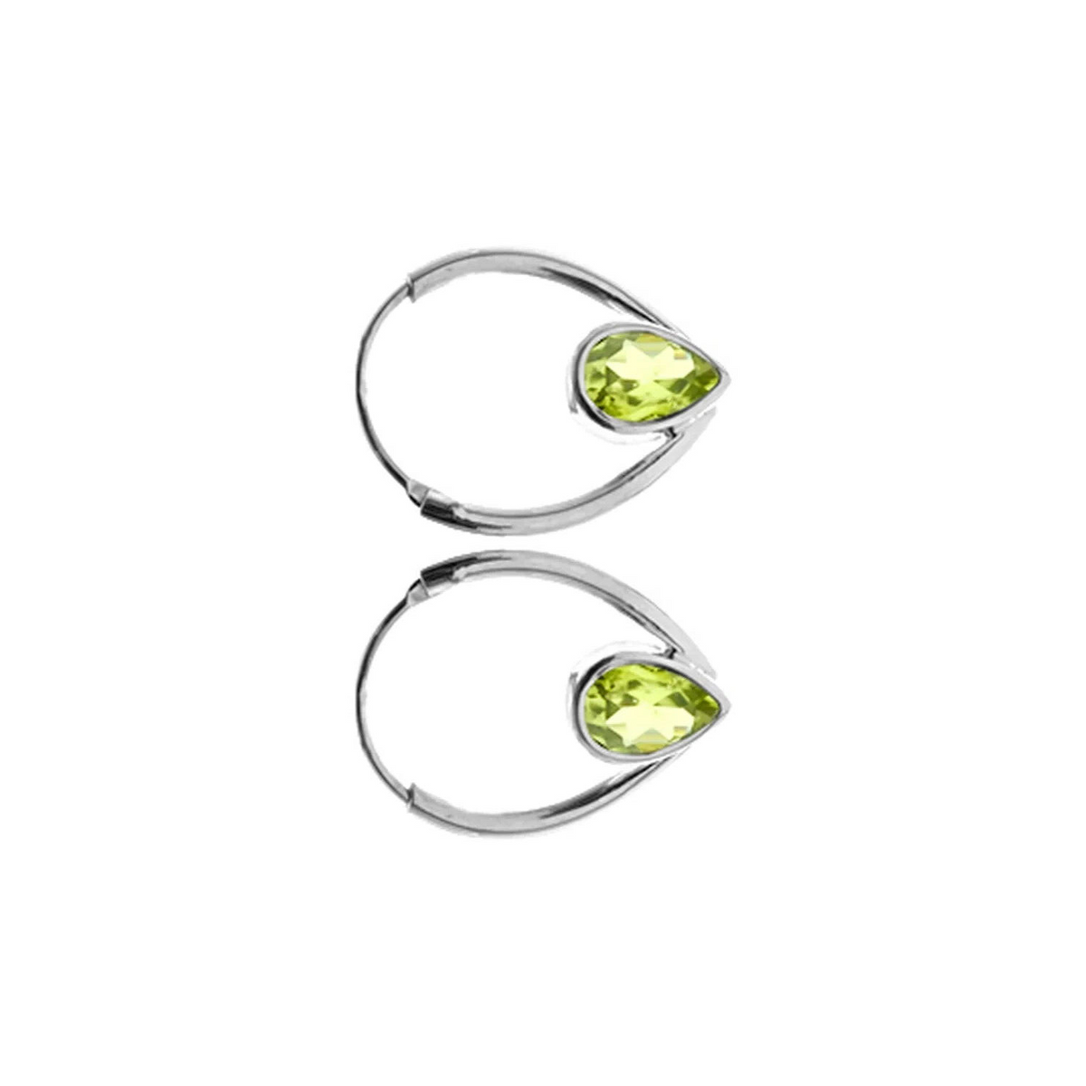 Teardrop Peridot Hoop Earrings Sterling Silver 925 Hallmarked Brand New Boxed
