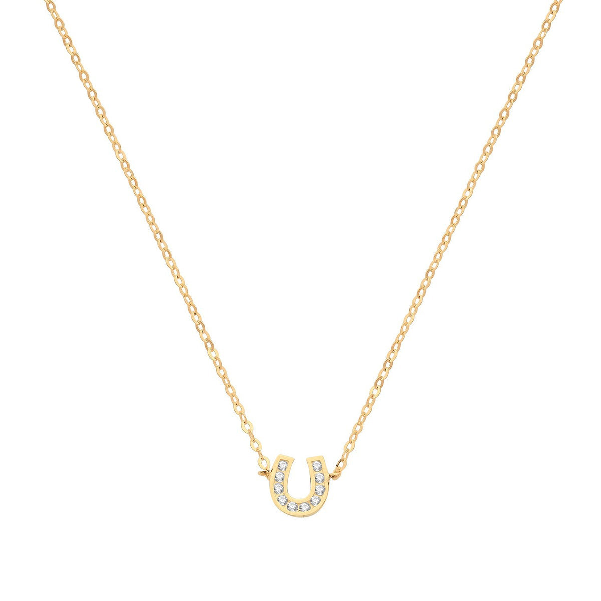 Ladies Horseshoe Necklace 9ct Yellow Gold 375 Hallmarked British Made