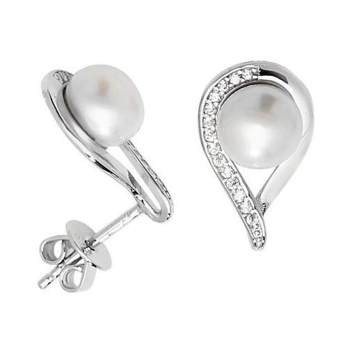 Pearl Teardrop Stud Earrings Sterling Silver 925 Hallmarked British Made