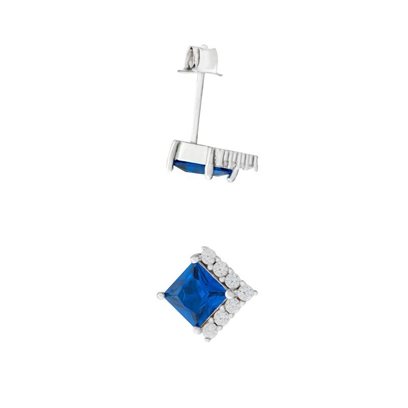 Diamond Style Sapphire Stud Earrings Sterling Silver 925 Hallmarked British Made