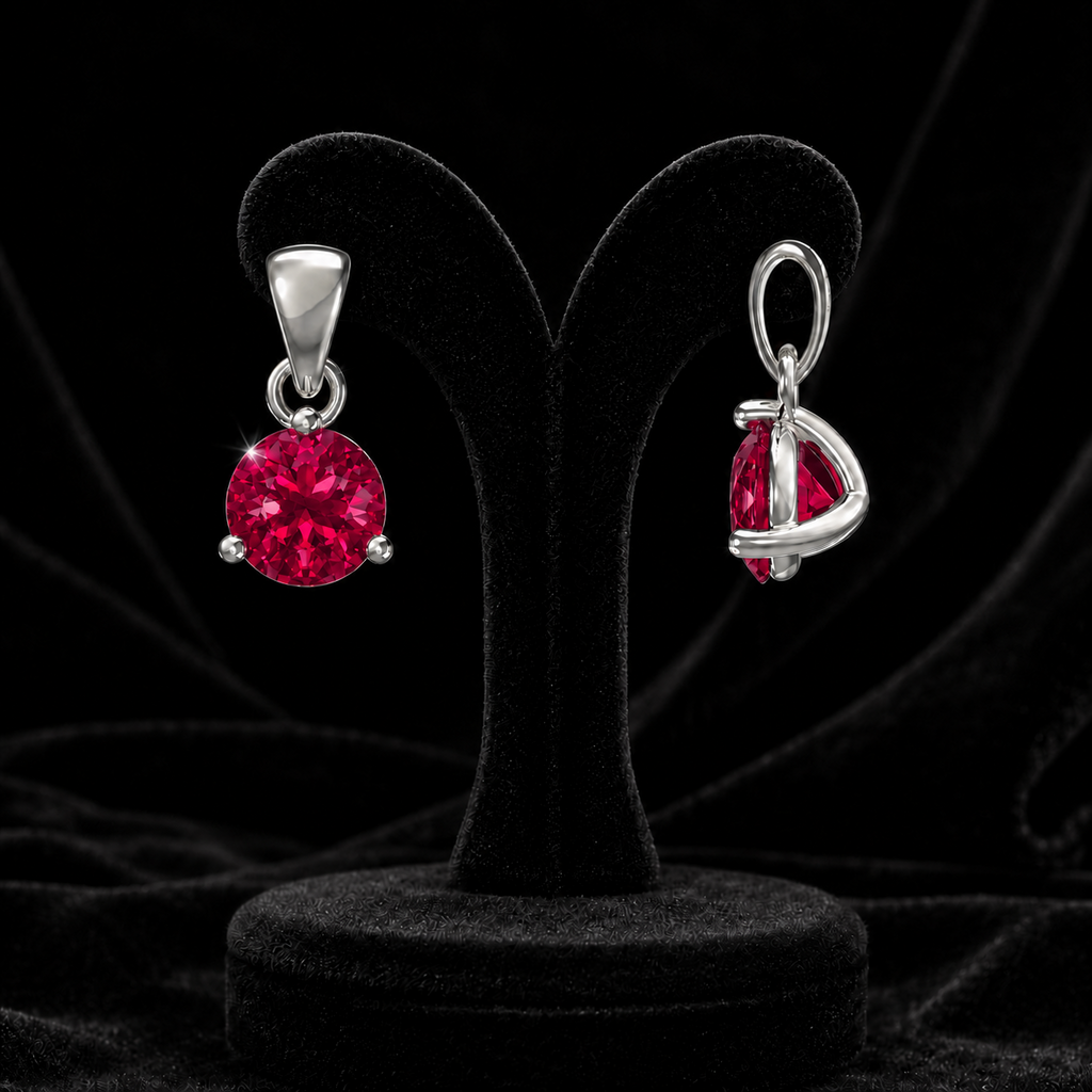 Sterling Silver Ruby Pendant Hallmarked British Made All Chain Lengths