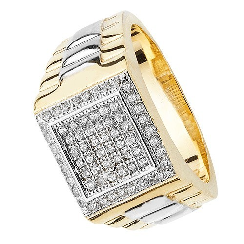 Men's Cluster Statement Ring 9ct Mixed Gold 375 Hallmarked British Made