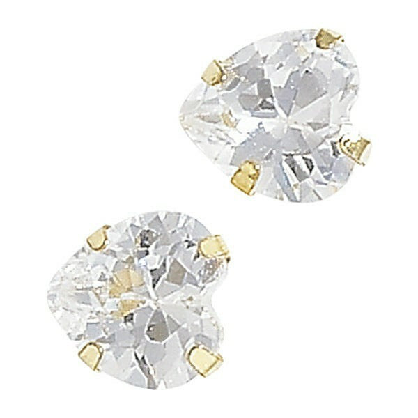 9ct Yellow Gold Heart Solitaire Earrings 375 Hallmarked British Made