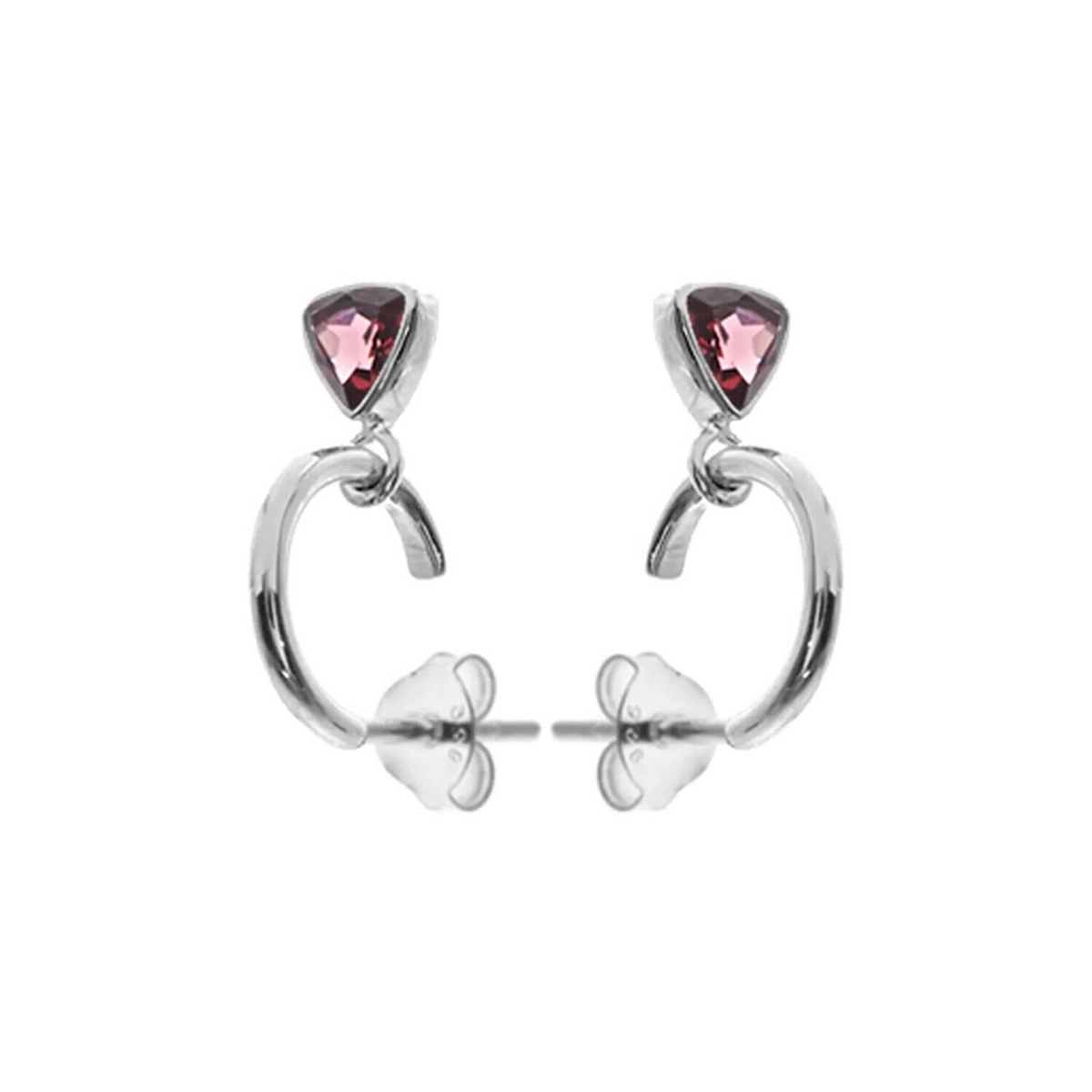 Trillion Garnet Hoop Earrings Sterling Silver 925 Hallmarked Brand New Boxed