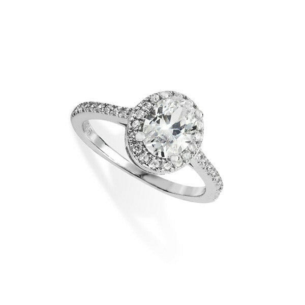 Sterling Silver Ring Engagement Oval Gemstone 925 Hallmarked Size J - R