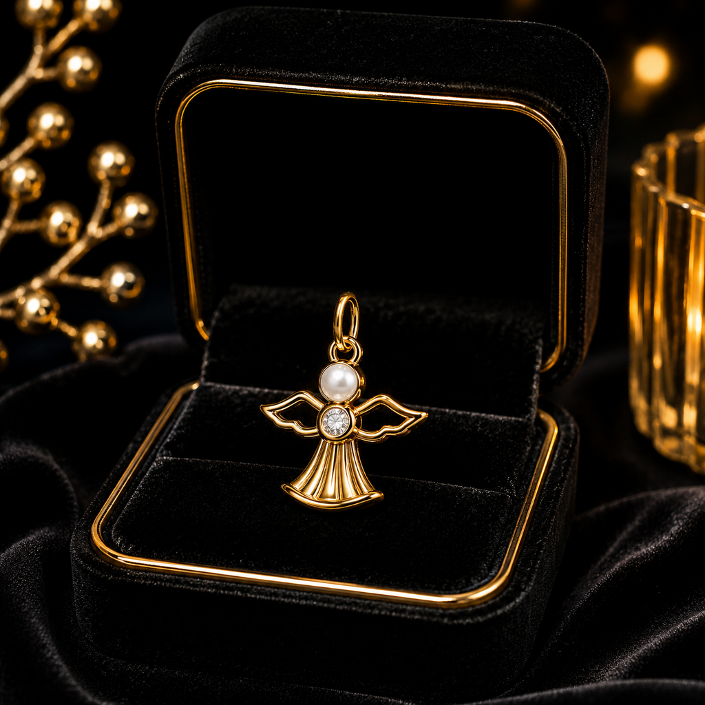 Flush Angel Pendant 9ct Gold Plated Hallmarked British Made All Chain Lengths