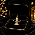 Flush Angel Pendant 9ct Gold Plated Hallmarked British Made All Chain Lengths