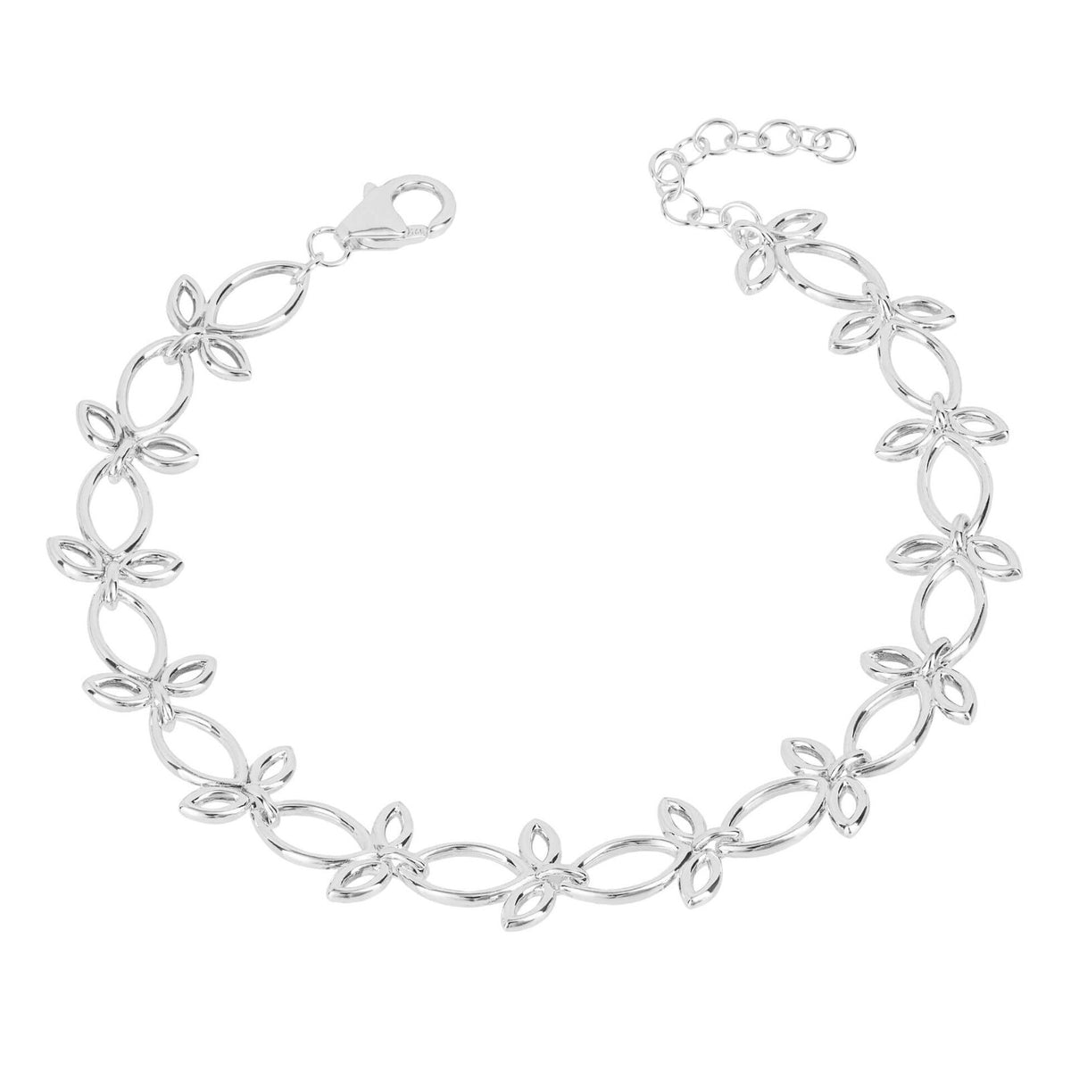 Leaf Trio Chain Bracelet Sterling Silver 925 Hallmarked Brand New Boxed