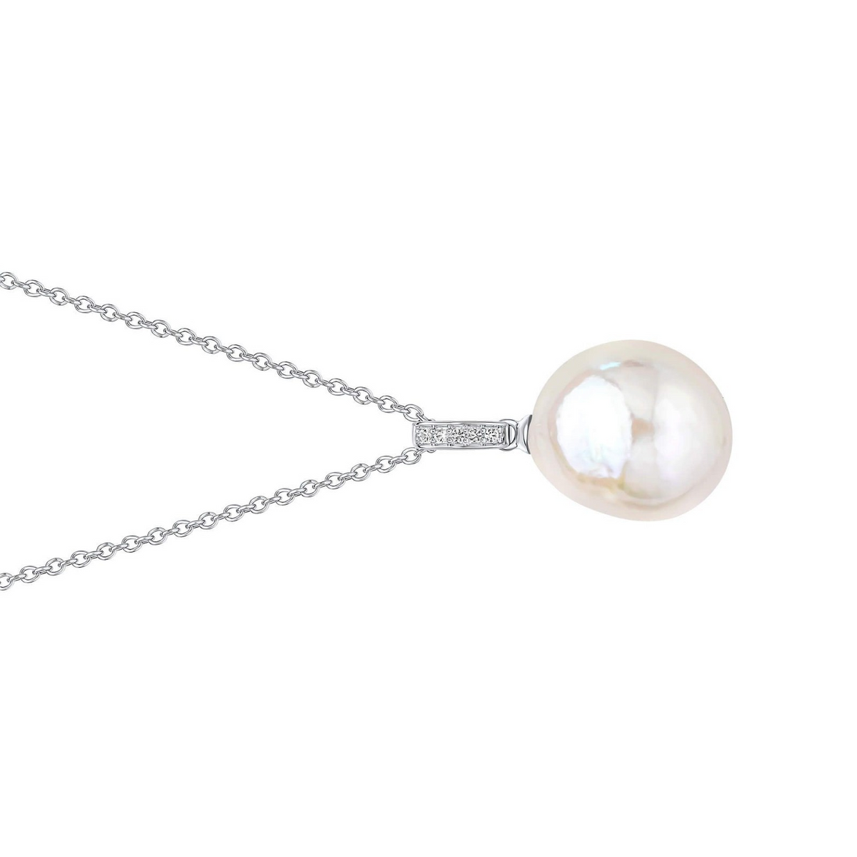 Natural Pearl And Topaz Pendant 9ct White Gold 375 Hallmarked British Made