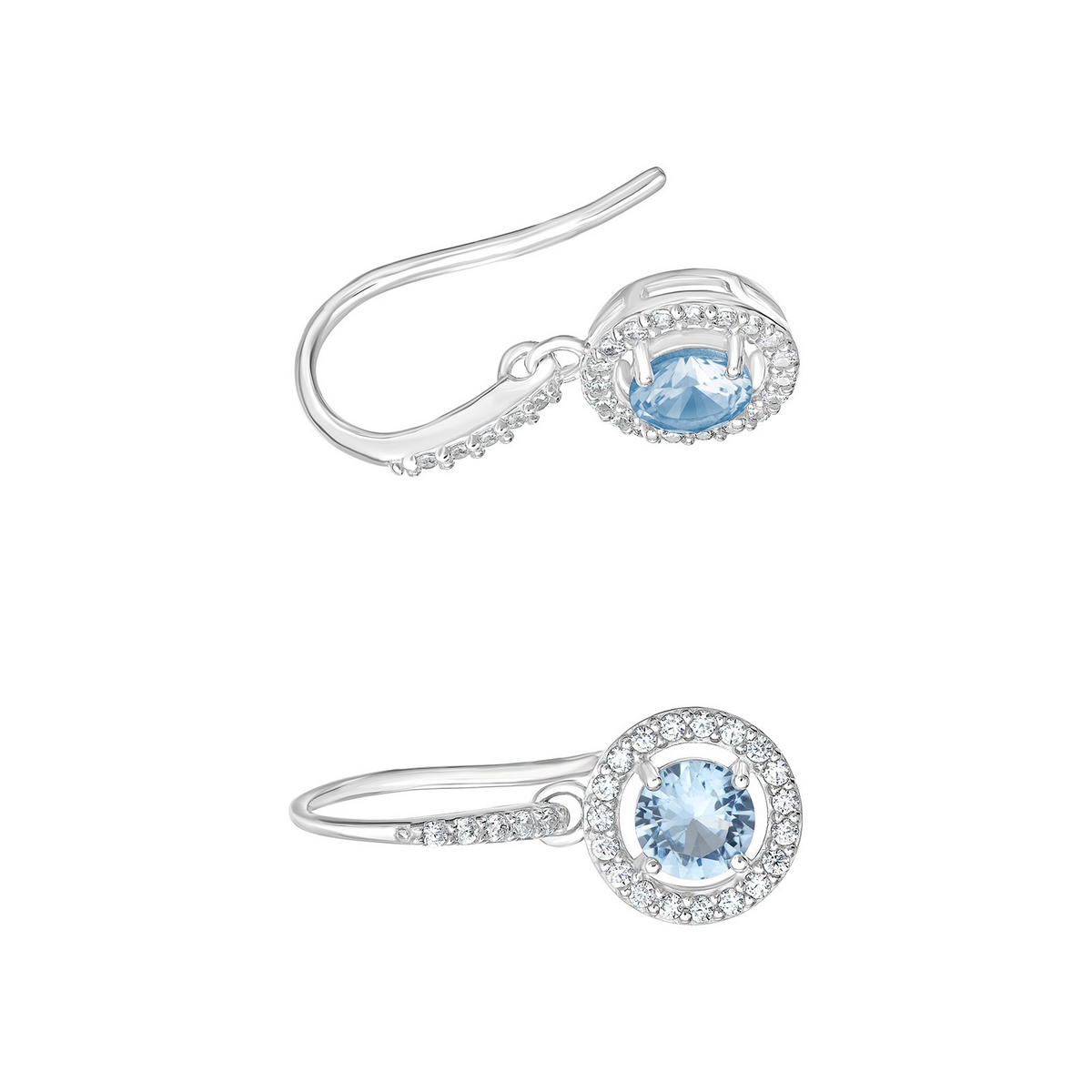 Natural Aquamarine Hoop Earrings Sterling Silver 925 Hallmarked British Made