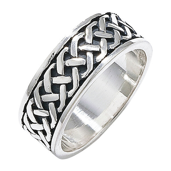 Men's Sterling Silver Celtic Ring Wedding Band Gents 925 Hallmark Sizes R - Z