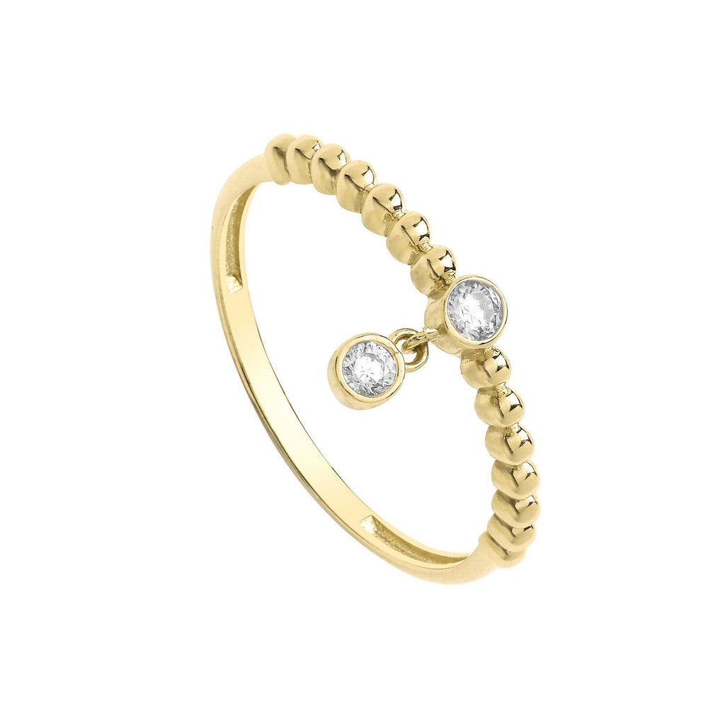 Charm Ring 2 Stone 9ct Yellow Gold Hallmarked Sizes J - T British Made