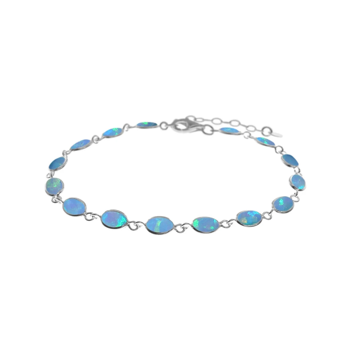 Oval Natural Blue Opal Bracelet Sterling Silver 925 Hallmarked Brand New Boxed
