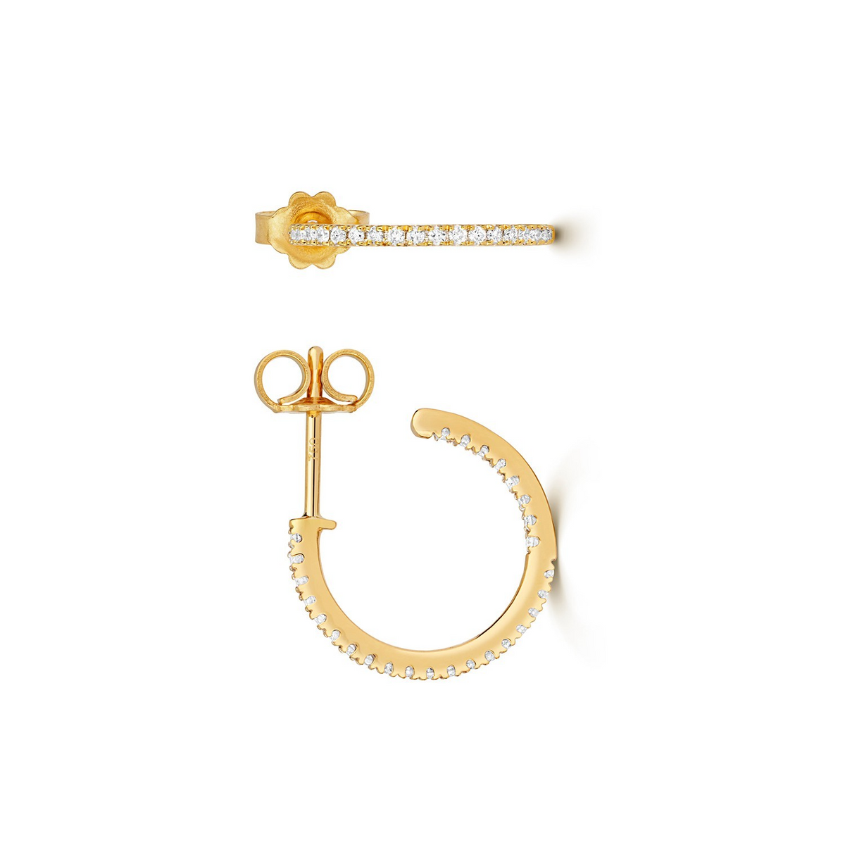 12mm Natural Diamond Hoop Earrings 18ct Yellow Gold Hallmarked British Made