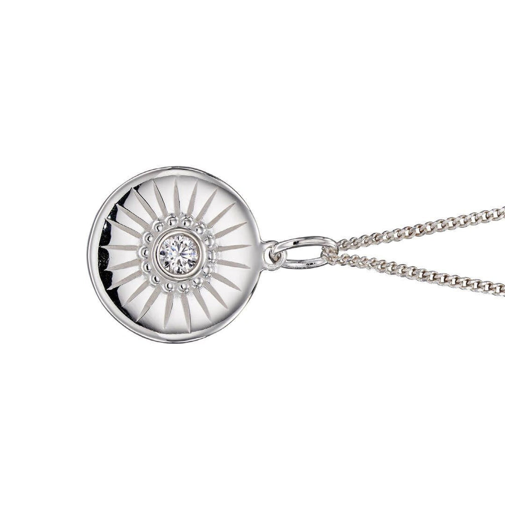Diamond Cut Disc Pendant Silver Hallmarked British Made All Chain Lengths