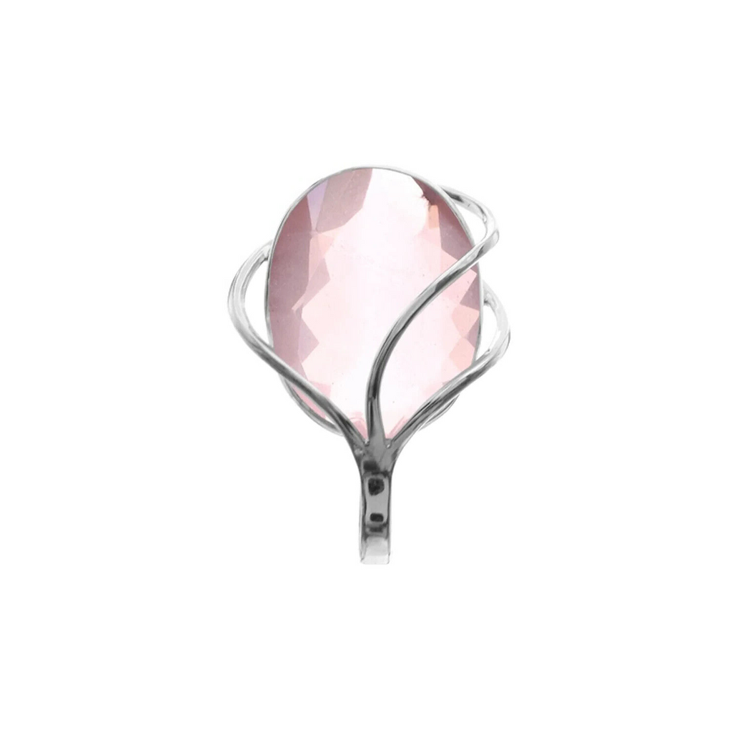 Oval Vine Rose Quartz Pendant Sterling Silver 925 Hallmarked All Chain Lengths