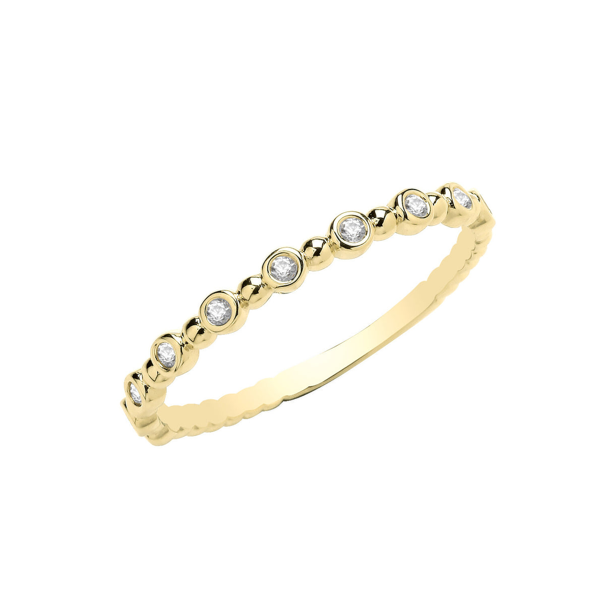 7 Stone Bobble Ring 9ct Yellow Gold Hallmarked Sizes J - T British Made