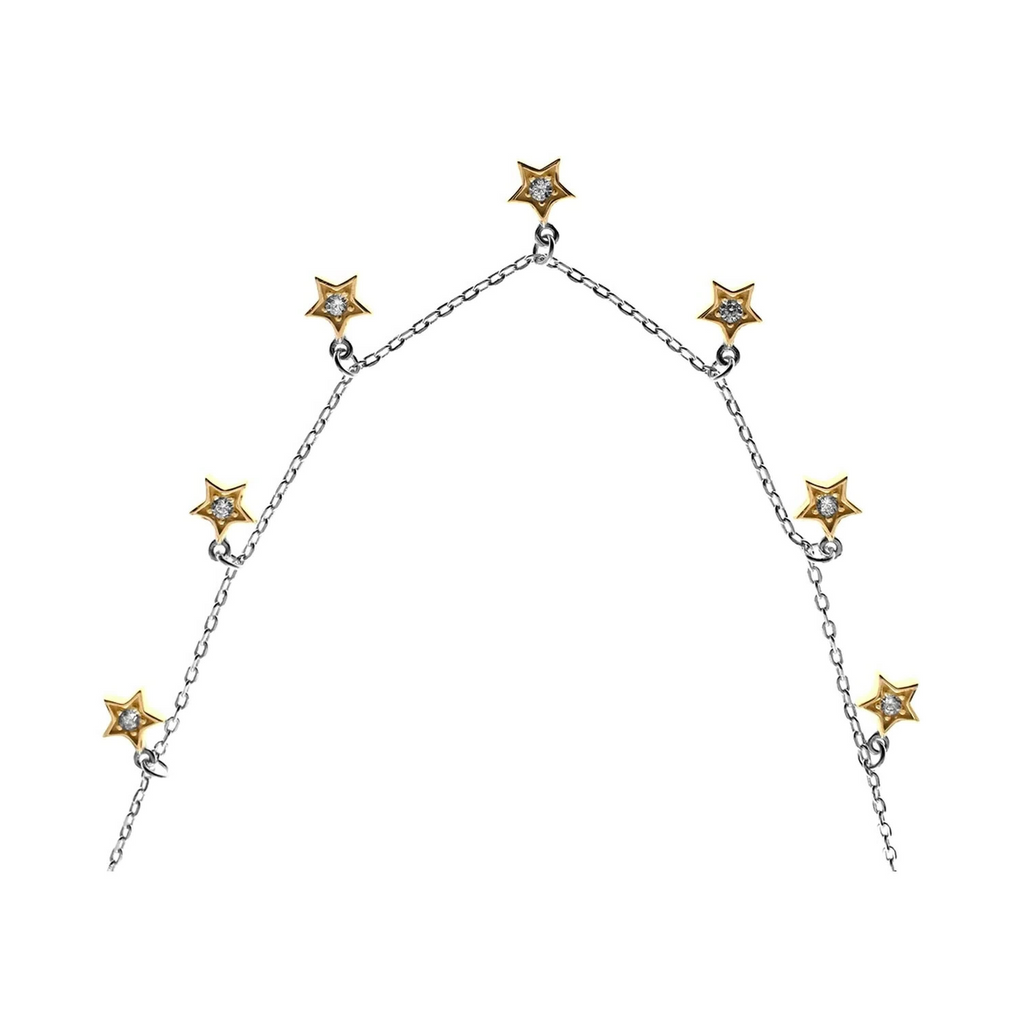 7 Star Necklace 9ct Yellow Gold Plated Hallmarked British Made
