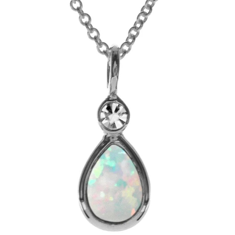 Teardrop Opal Necklace Solid Sterling Silver 925 Hallmarked British Made