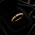 Rainbow Half Eternity Ring 9ct Yellow Gold Hallmarked Sizes J - Q  British Made