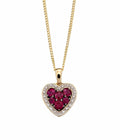 Heart Ruby Diamond Pendant 9ct Yellow Gold 375 Hallmarked British Made