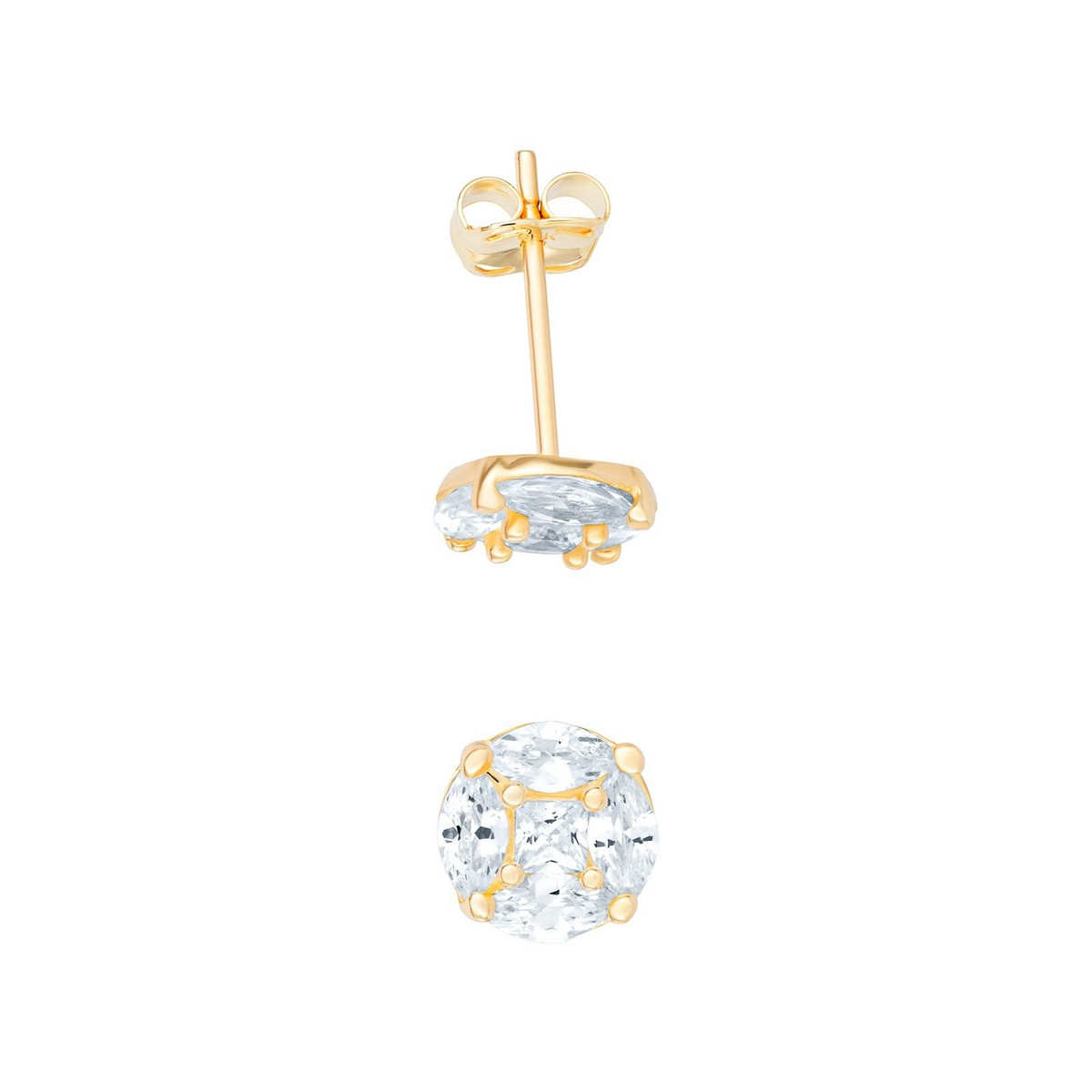 Princess Cut Gemstone Stud Earrings 9ct Yellow Gold 375 Hallmarked British Made