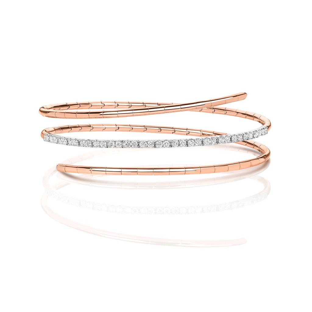 Wrap Natural Diamond 18ct Rose Gold Bangle 375 Hallmarked British Made