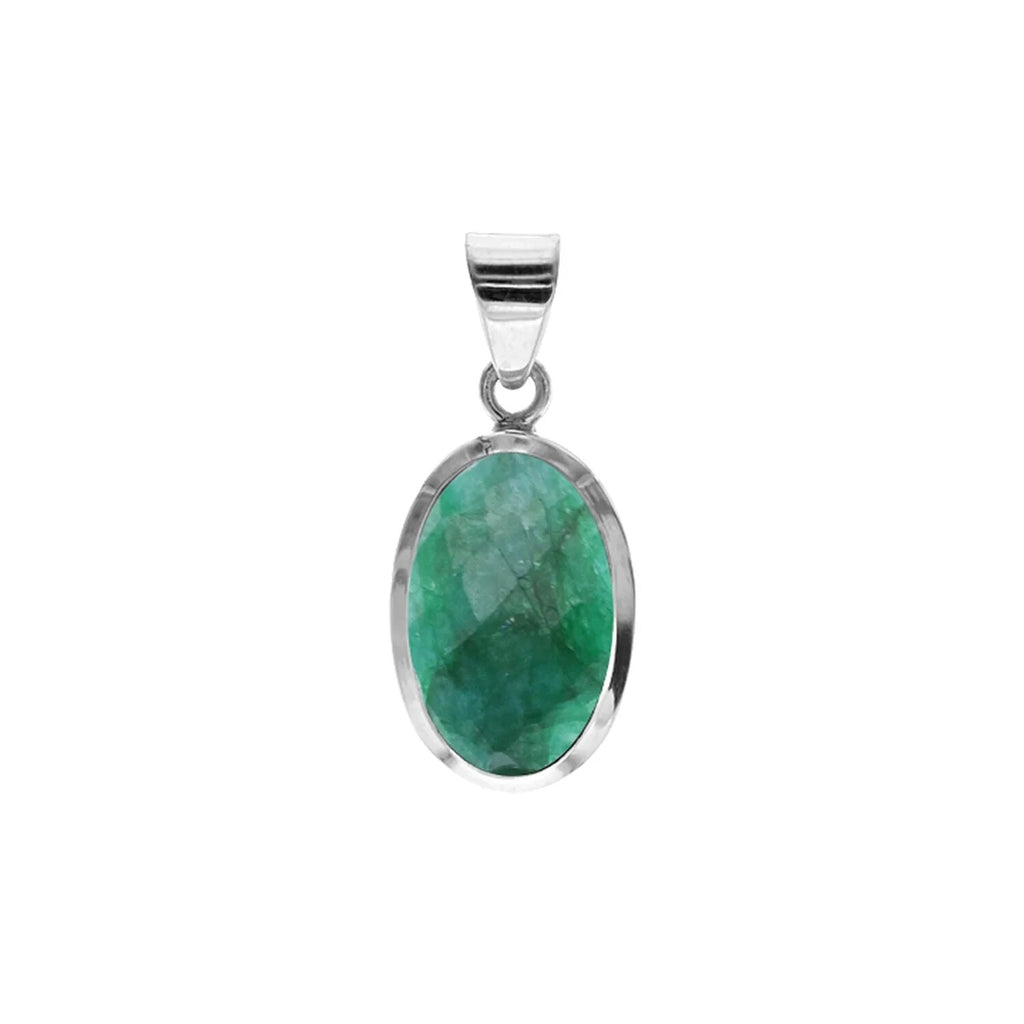 Oval Emerald Quartz Pendant Sterling Silver 925 Hallmarked All Chain Lengths
