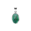 Oval Emerald Quartz Pendant Sterling Silver 925 Hallmarked All Chain Lengths