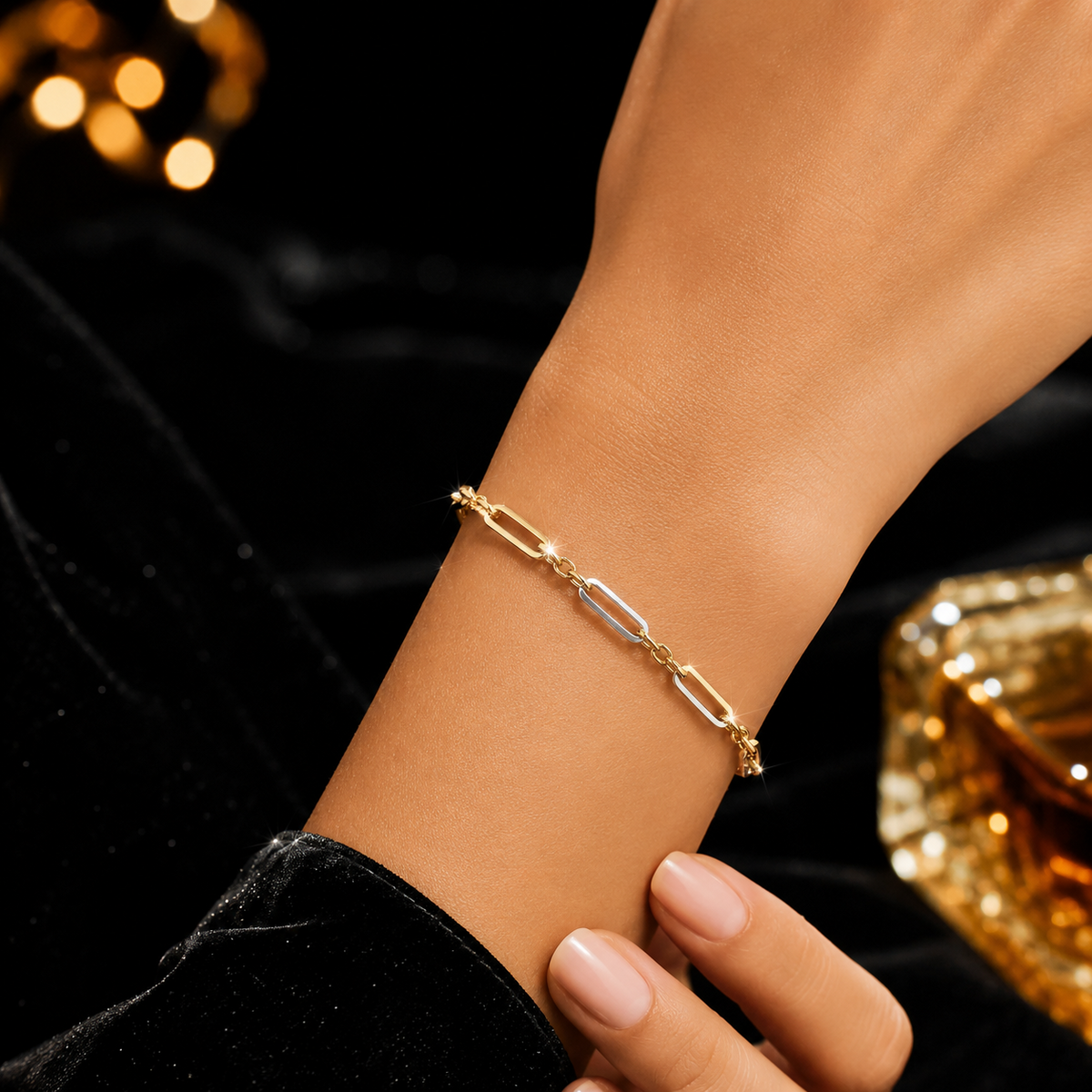 Mixed Length Bracelet In 9ct Mixed Gold 375 Hallmarked British Made Brand New