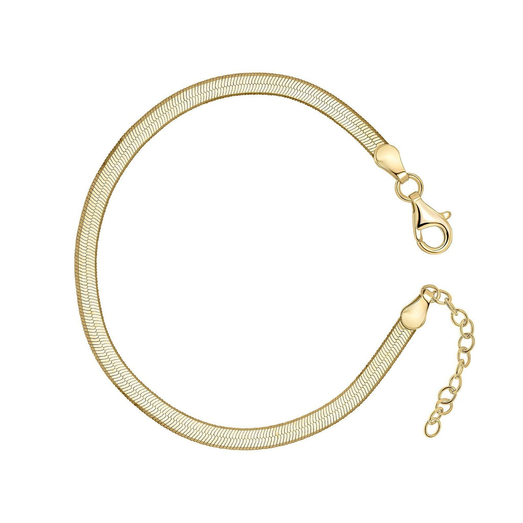 Flat Herringbone Chain Bracelet 9ct Yellow Gold Plated Hallmarked Brand New