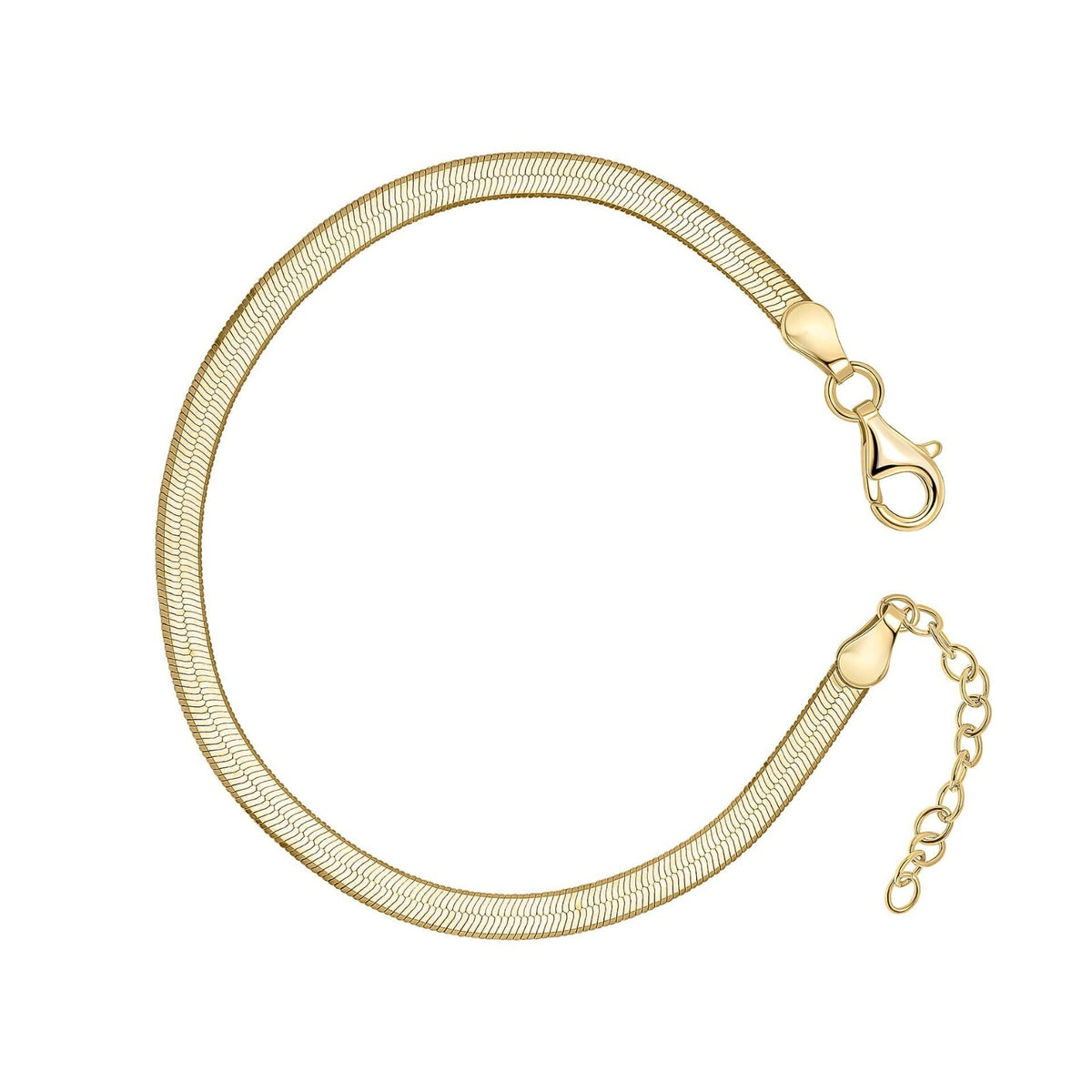 Flat Herringbone Chain Bracelet 9ct Yellow Gold Plated Hallmarked Brand New