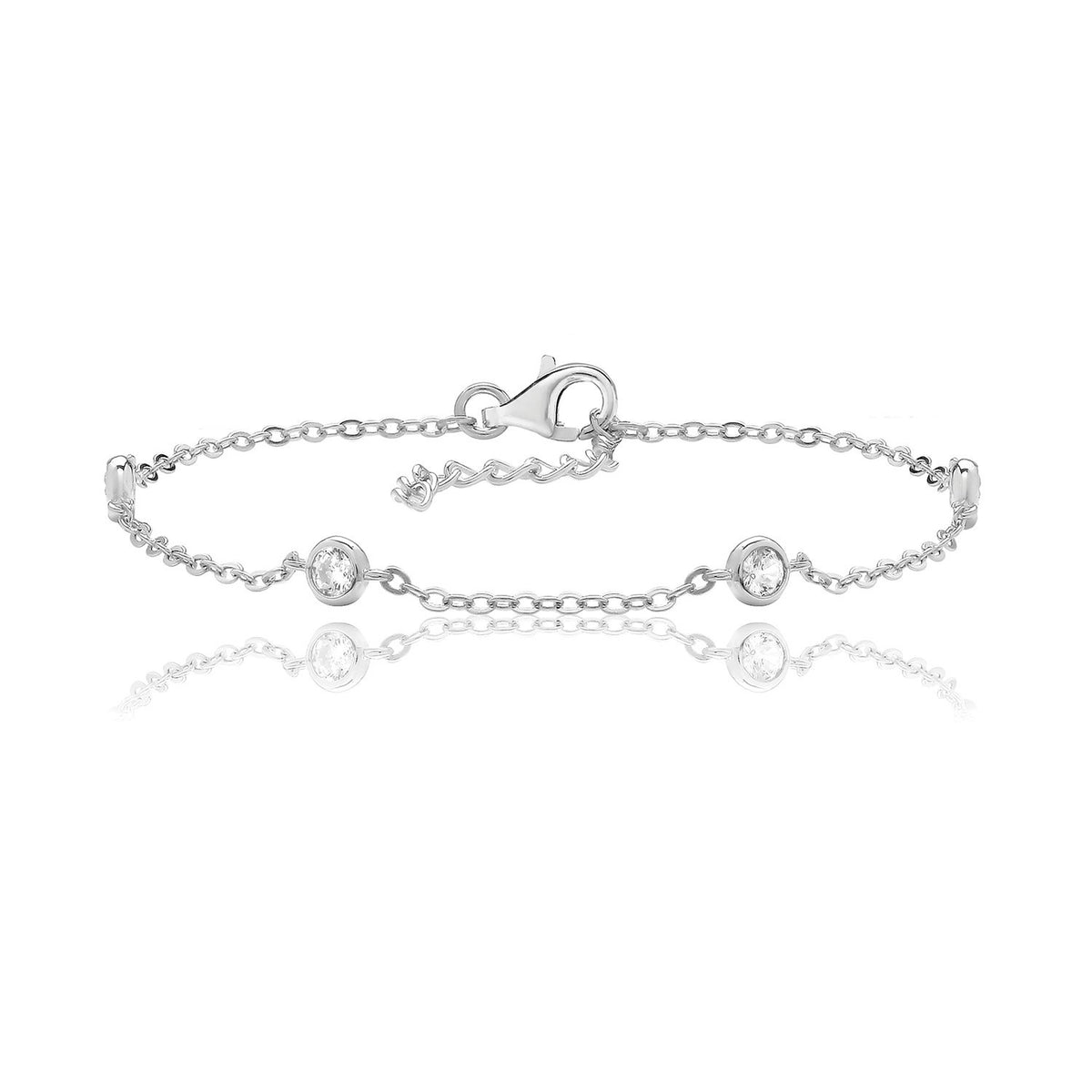 Bezel Set Tennis Bracelet Sterling Silver 925 Hallmarked Brand New Boxed