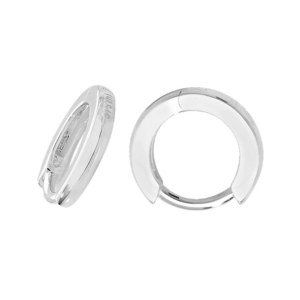 9ct White Gold 8mm Hoop Earrings British Made 375 Hallmarked Brand New Boxed