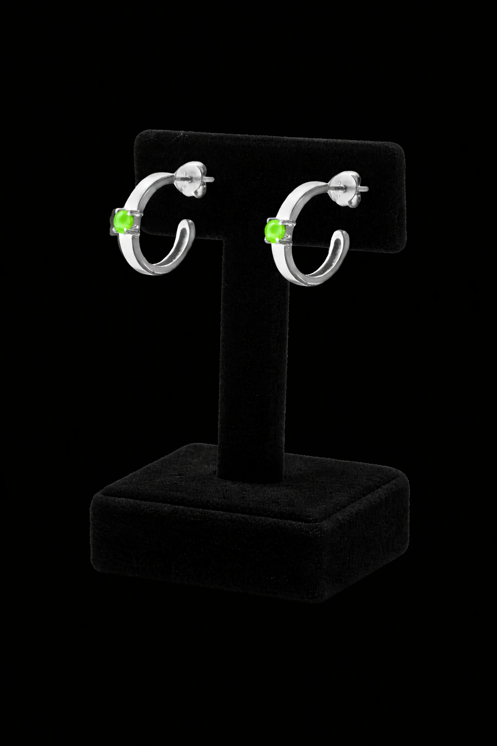 Peridot Huggie Hoop Earrings Sterling Silver 925 Hallmarked Brand New Boxed