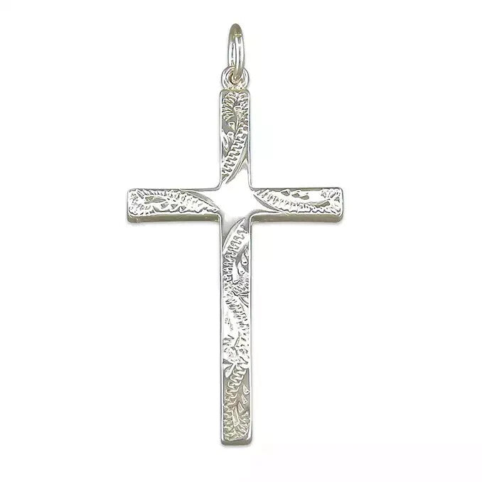 Large Engraved Cross Sterling Silver 925 Hallmark British Made All Chain Lengths