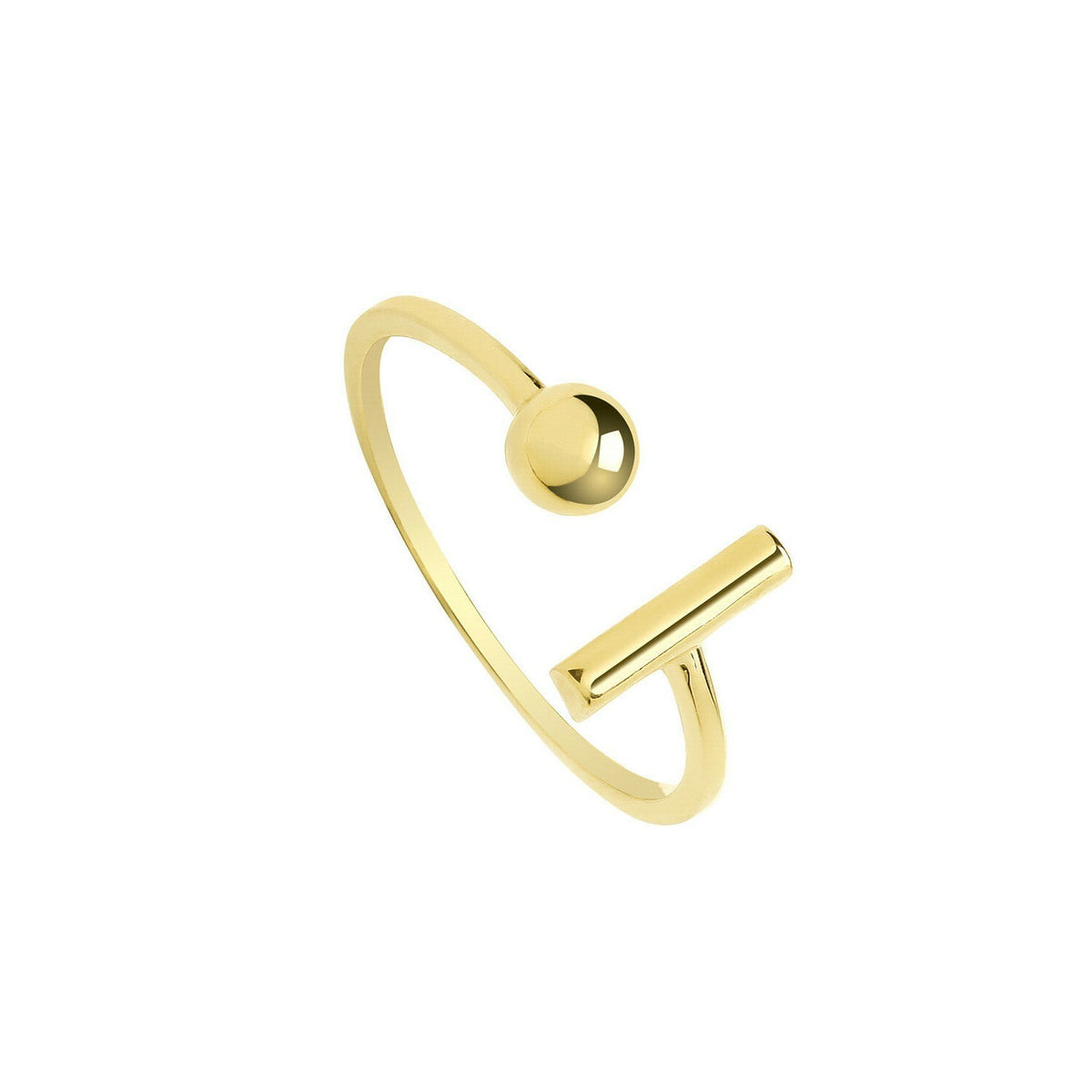 T Bar And Ball Ring 9ct Yellow Gold Hallmarked Sizes J - S British Made