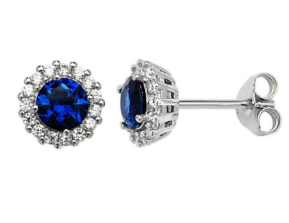 Natural Sapphire Earrings Solid Sterling Silver 925 Hallmarked Brand New Boxed