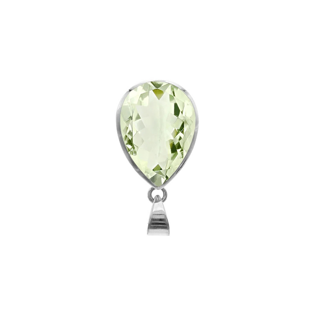 Teardrop Green Amethyst Pendant Sterling Silver 925 Hallmarked All Chain Lengths