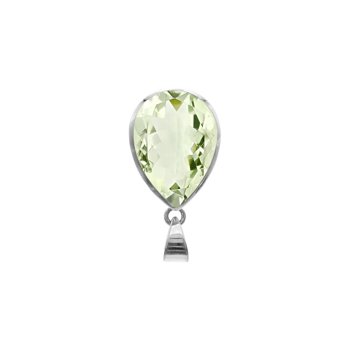Teardrop Green Amethyst Pendant Sterling Silver 925 Hallmarked All Chain Lengths
