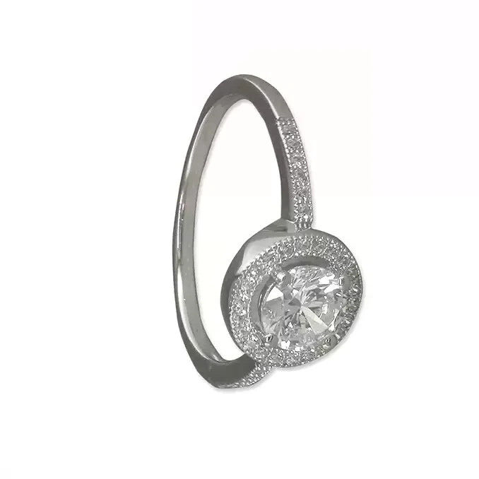 Micro Set Halo Ring Sterling Silver 925 Hallmarked British Made Size K - R