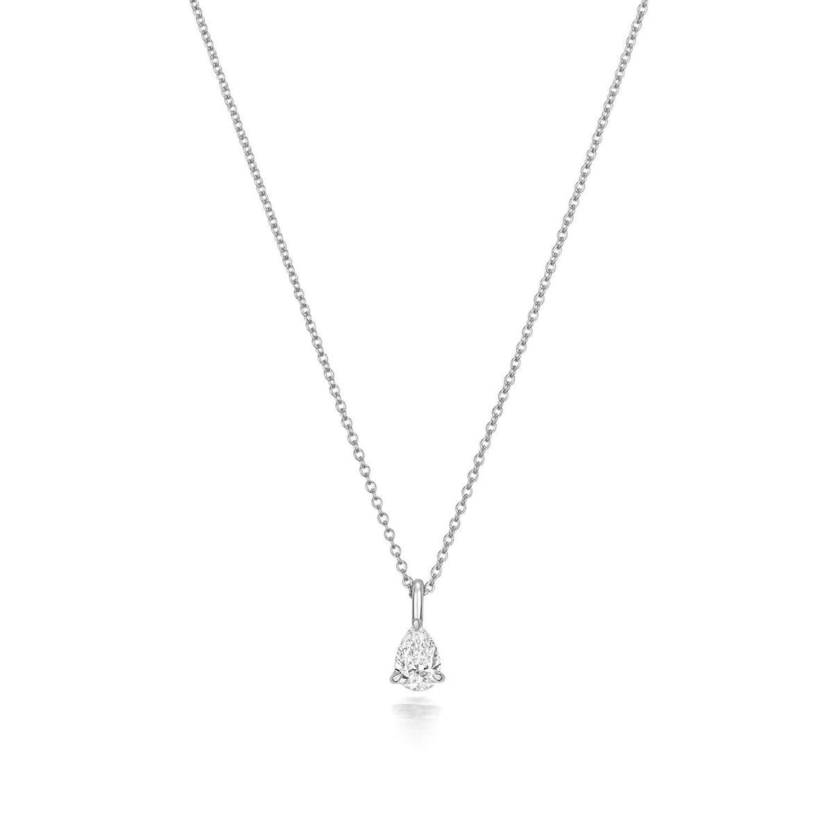 1 Natural Diamond Pear Cut Necklace 18ct White Gold Hallmarked British Made