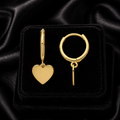 8mm Heart Drop Hoops Earrings 9ct Yellow Gold 375 Hallmarked Brand New