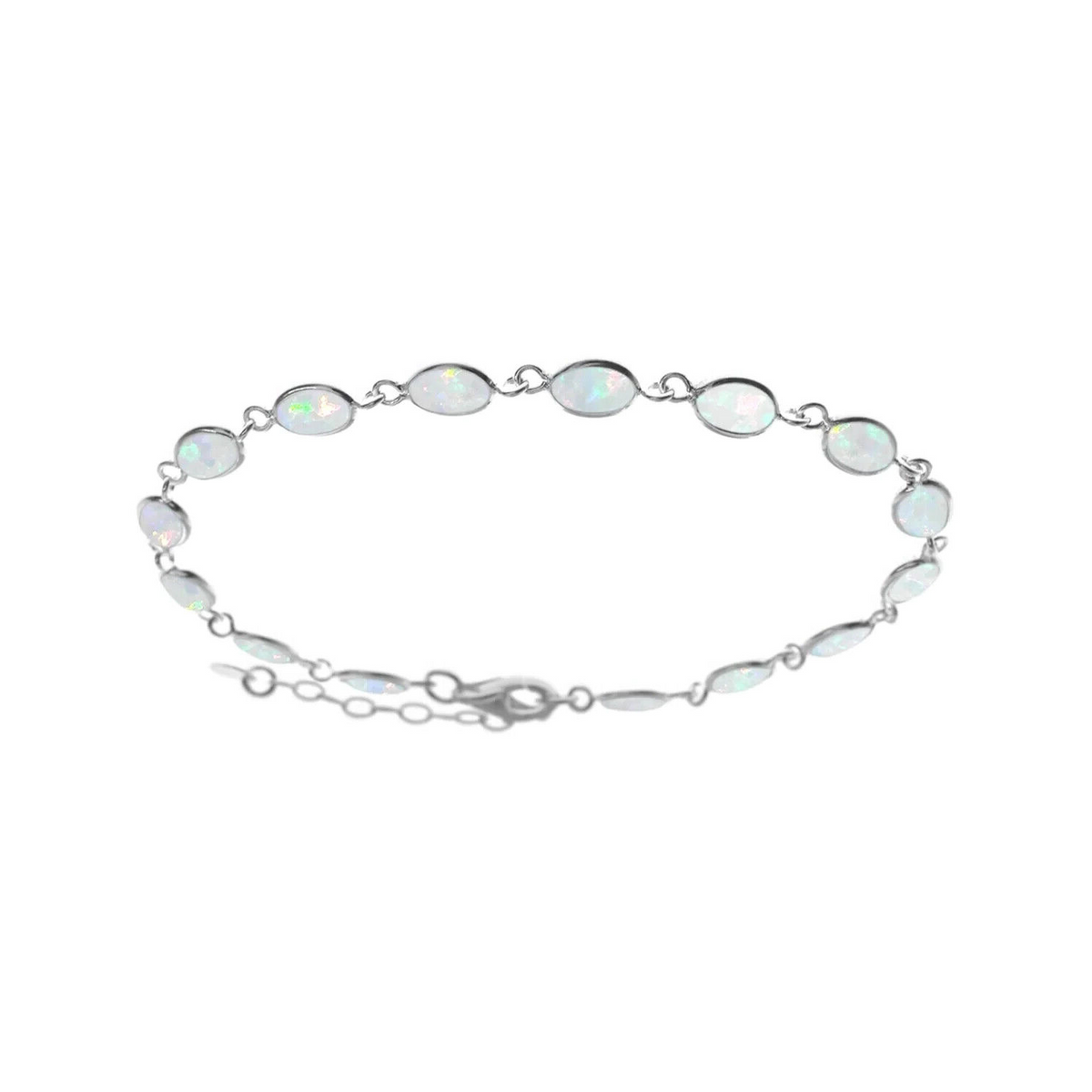 Oval Natural Opal Bracelet Sterling Silver 925 Hallmarked Brand New Boxed
