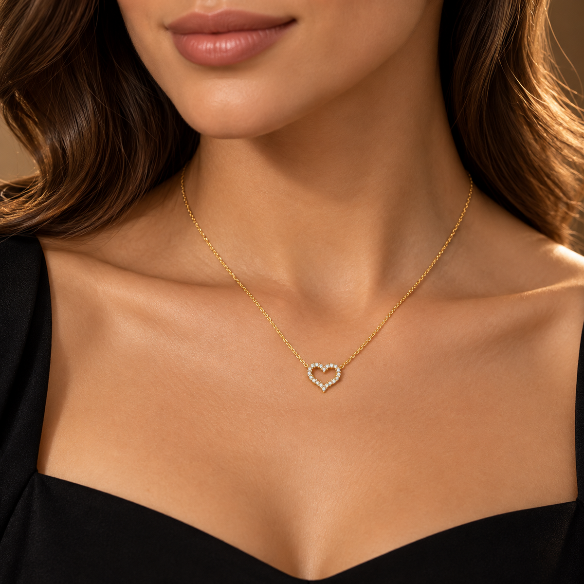 Ladies Statement Heart Necklace 9ct Yellow Gold 375 Hallmarked British Made
