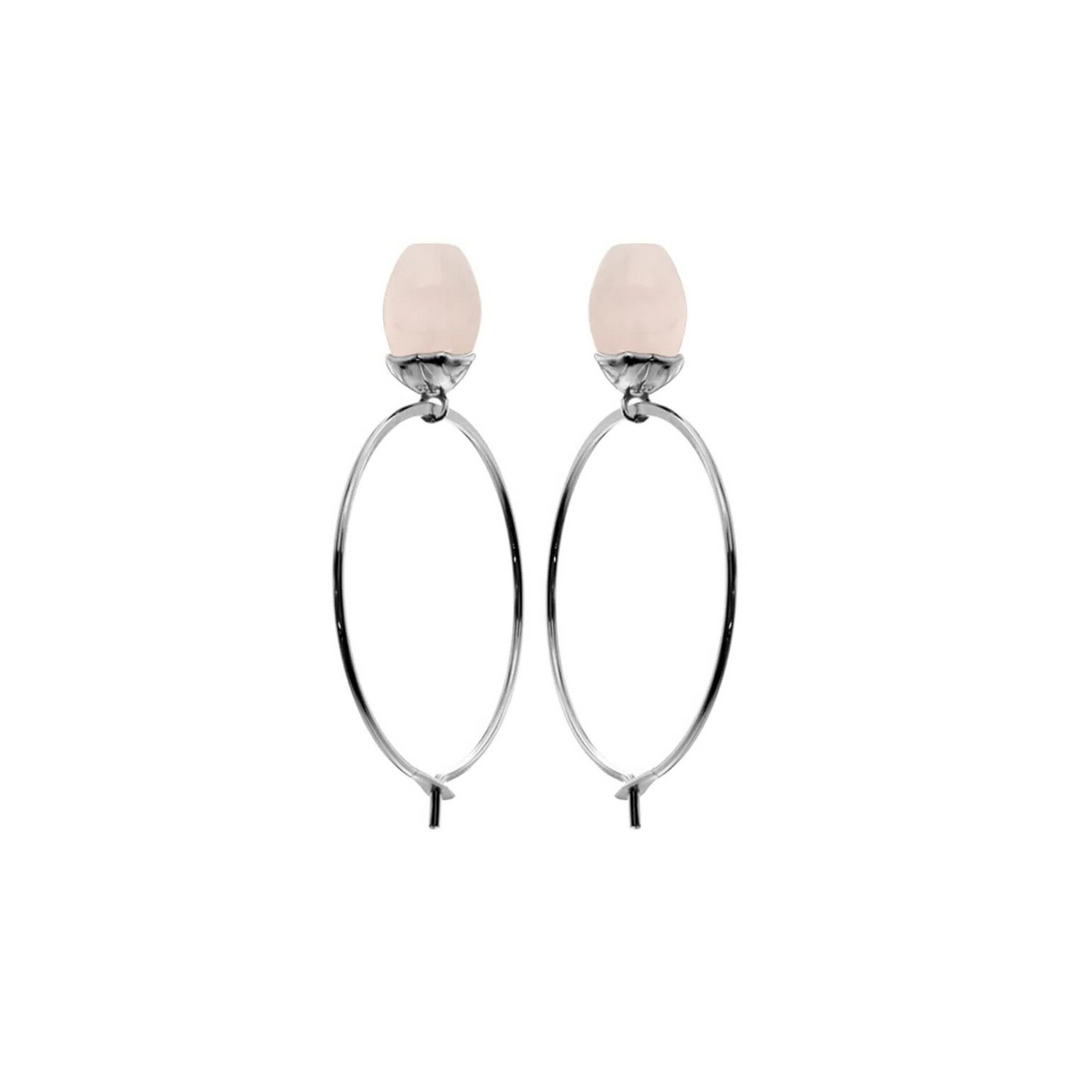Suspended 28mm Quartz Hoop Earrings Sterling Silver 925 Hallmark Brand New Boxed