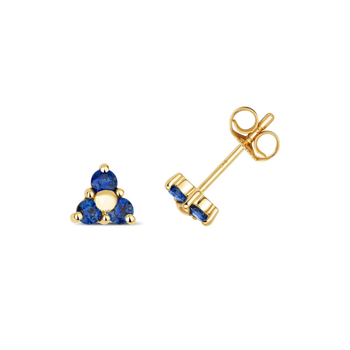 Yellow Gold 3 Stone Sapphire Earrings 9ct 375 Hallmarked New Boxed British Made