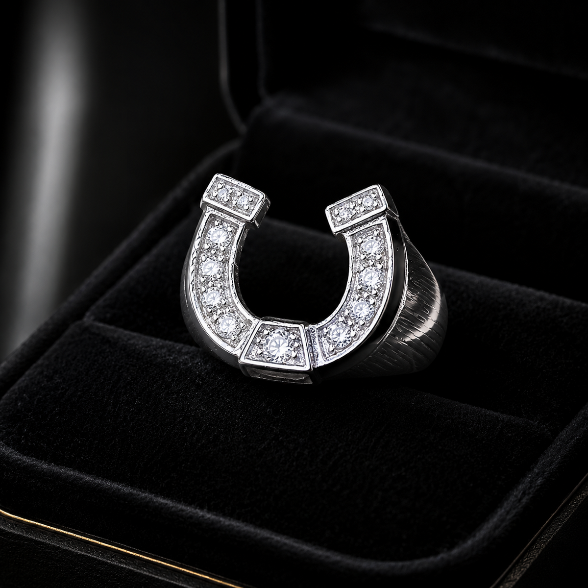 Men's Horse Shoe Ring Sterling Silver Engagement Gents 925 Hallmark Sizes Q-Z+2