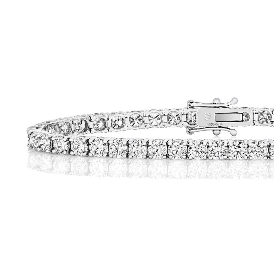 Natural Diamond 18ct White Gold Tennis Bracelet 375 Hallmarked British Made