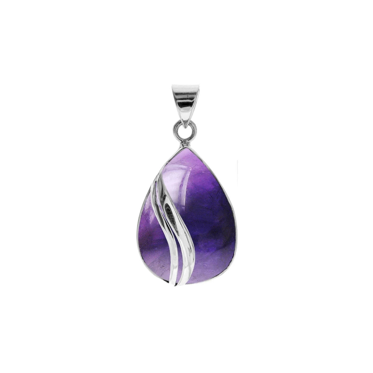 Large Amethyst Teardrop Pendant Sterling Silver 925 Hallmarked All Chain Lengths
